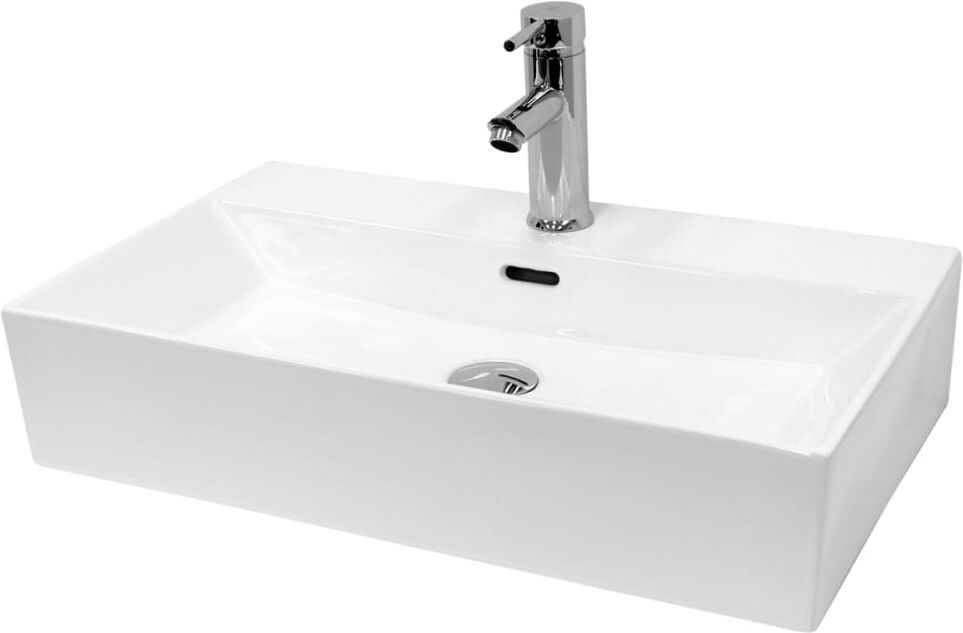 ECD Germany Lavabo rectangular baño cerámica pila lavamanos sobre encimera