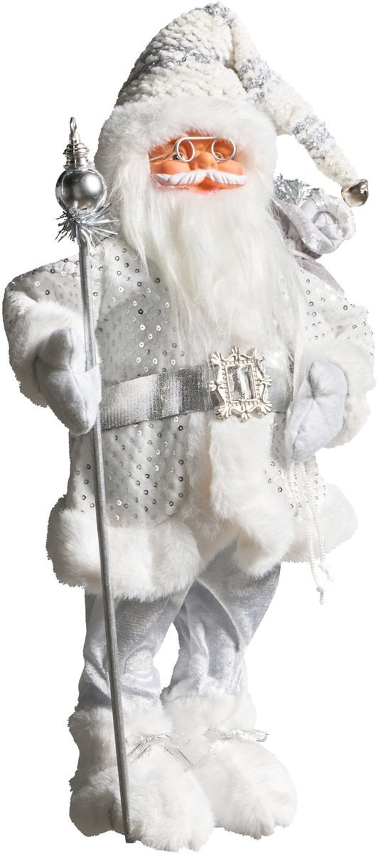 Nelaug Kerstman Santa Claus Kerstdecoratie Zilver Staand Figuur