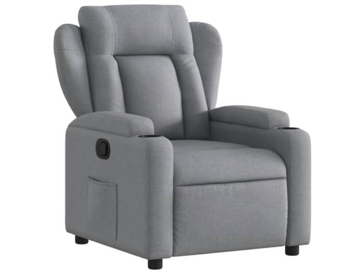 KDVXBCQJH Relaxsessel mit Liegefunktion Polstersessel Hellgrau Stoff Ergonomischer TV-Sessel mit Becherhaltern und Seitentasche, ideal für Entspannung im Wohnzimmer oder Schlafzimmer.