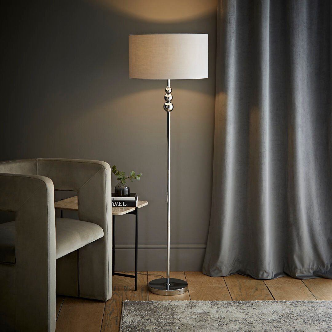 Rosdorf Park Randalia 145cm Traditional Floor Lamp Chrome/Grey 145cm H X 45cm W X 45cm D