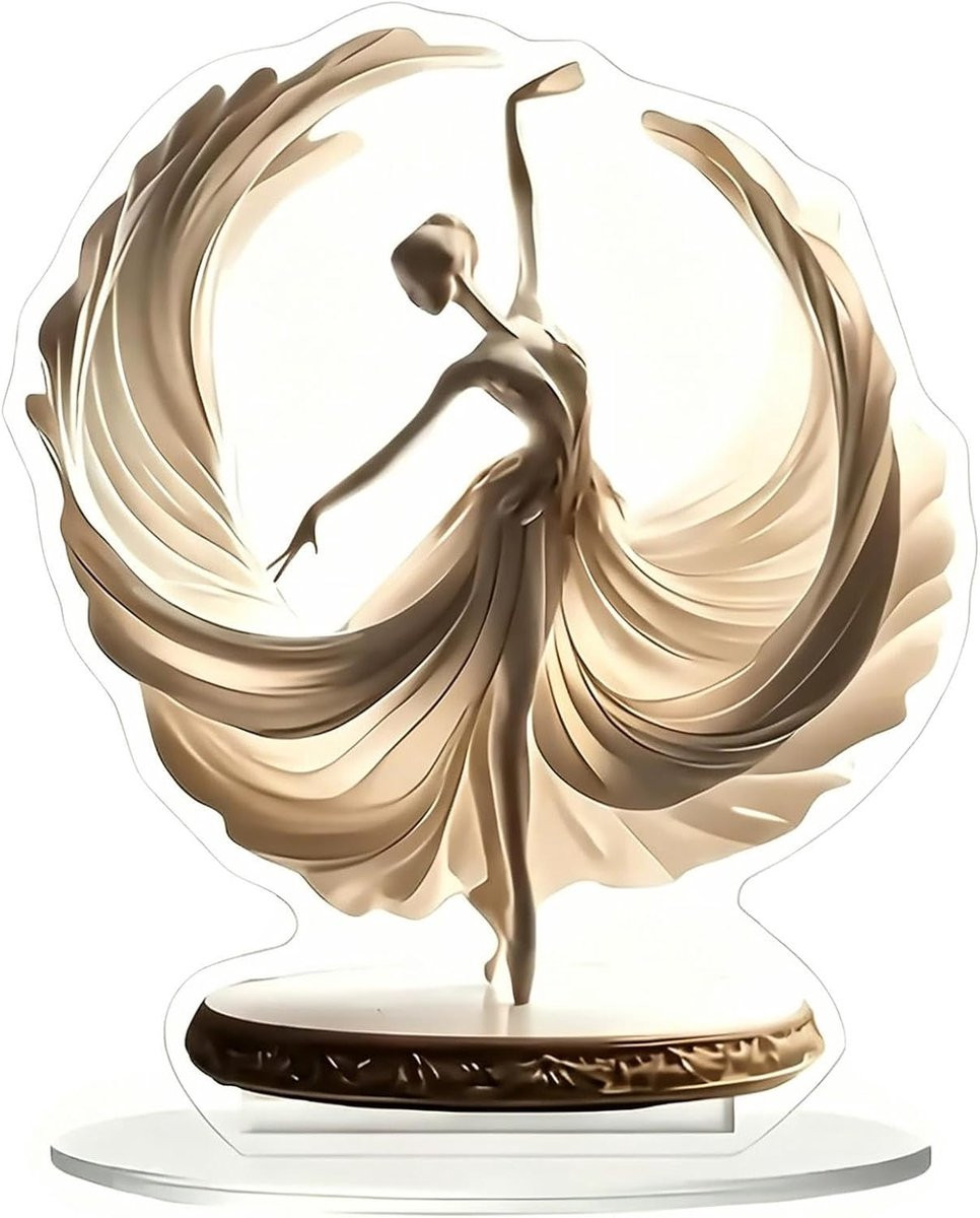 Transparant Acryl Balletdanser Beeldje voor Decoratie - Breedte: 20 cm