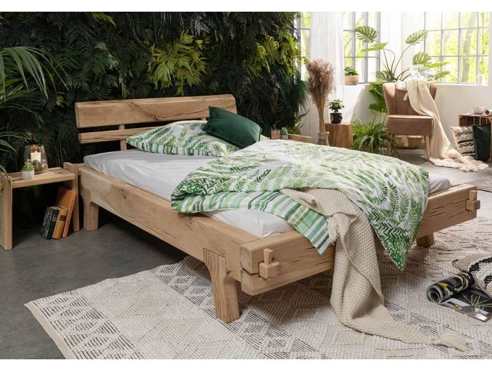 Balkenbett Eiche 160x200 natur geölt OAK HEART #02