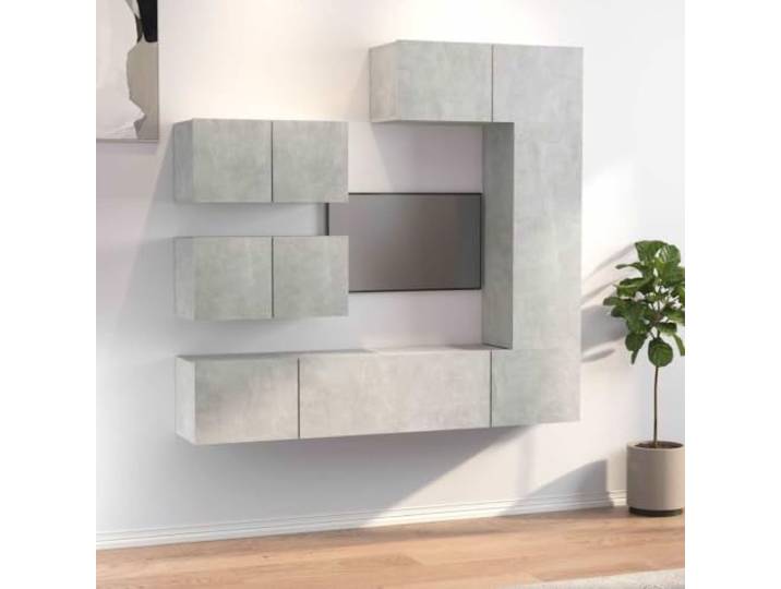 GKMBCVDFR 6-TLG. TV-Schrank-Set Betongrau Holzwerkstoff Wandmontage Wandmontage, Holzwerkstoff, 6-teilig, Betongrau, viel Stauraum