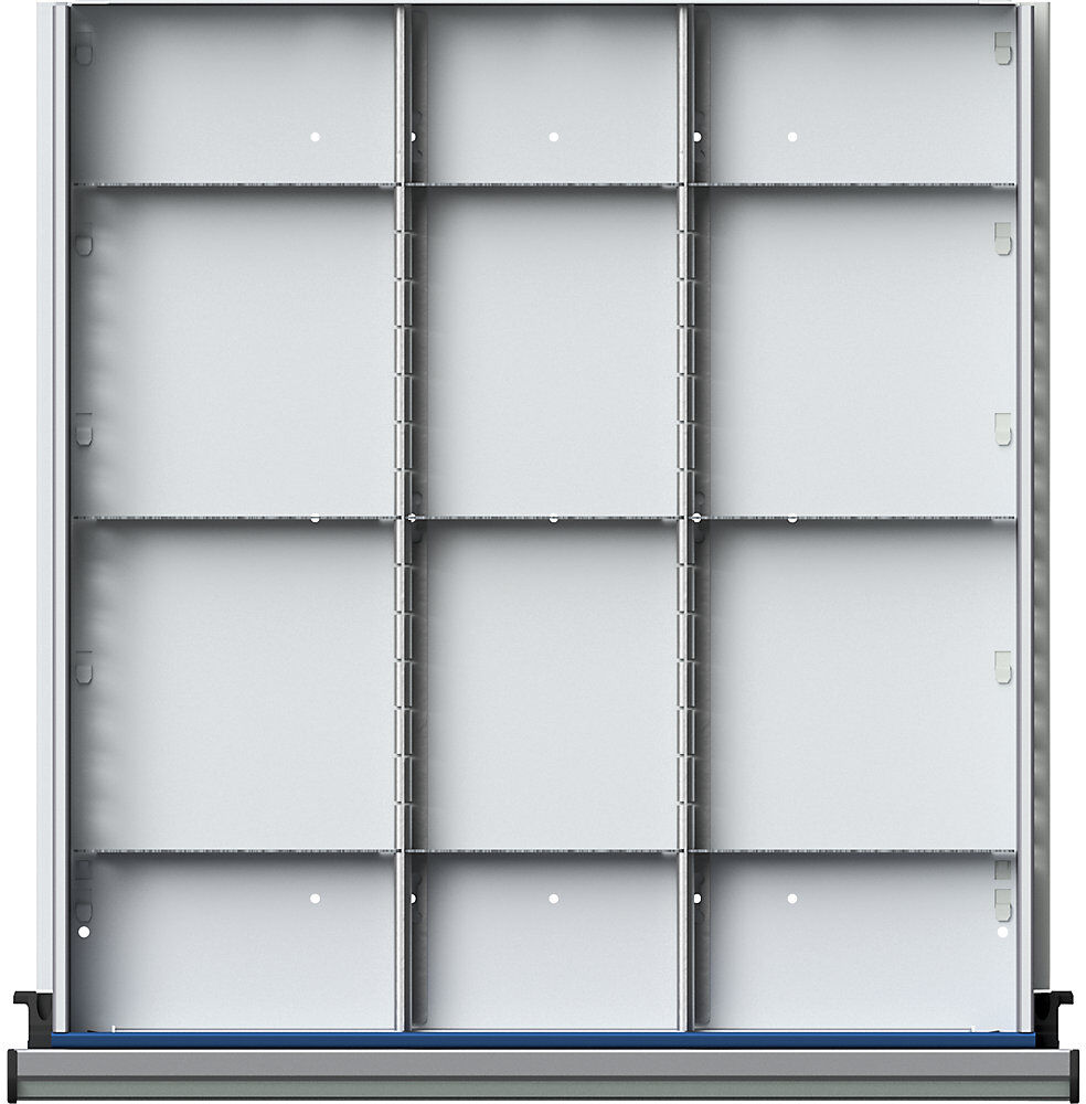 Schubladeneinteilungsset, 2 Längs- und 9 Querteiler, Schubladenhöhe 180 mm ANKE