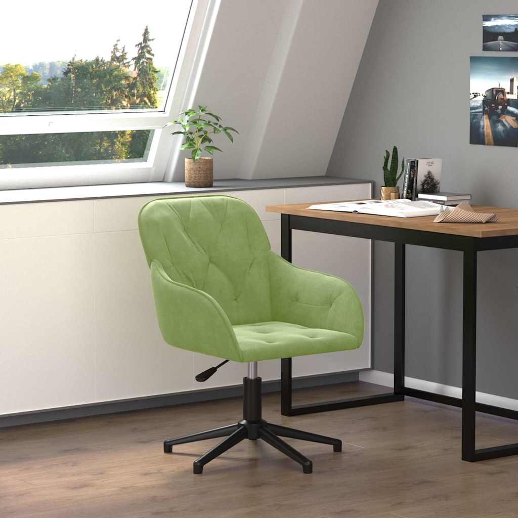 vidaXL Silla de oficina giratoria de terciopelo verde claro Verde