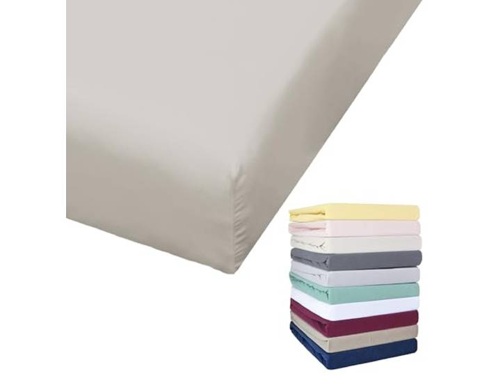 Bierbaum Jersey Spannbettlaken 27cm Steghöhe 90x190-100x200 / 140-160x200 / 180-200x200 cm Grau Gelb Weiß Grün Blau, Farbe:Taupe, Größe:140x200cm Spannbettlaken