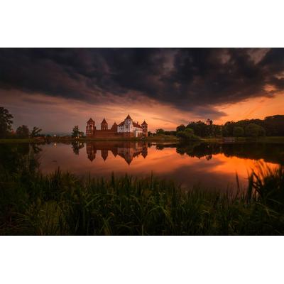 Fototapete PAPERMOON "Schloss an See", bunt, B:2,5m L:1,86m, Vlies, Tapeten