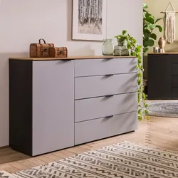 MAISON Kommode Miami Glas Grau Hellgrau