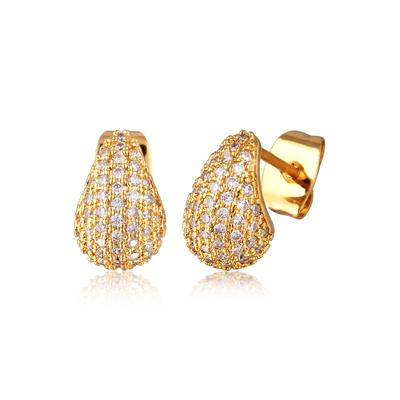 Paar Ohrstecker ELLI "Ohrringe Ohrstecker Tropfen Zirkonia Messing Goldfarben", gold, Ohrringe, Damen, mit Stein, Messing