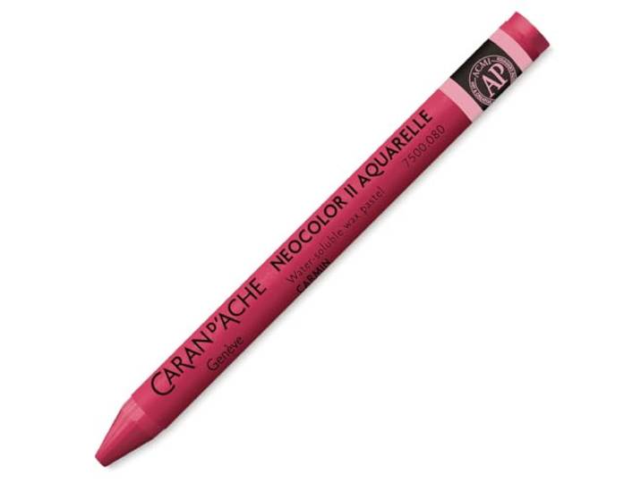 Caran d'Ache Neocolor II 080 KARMIN/CARMINE (7500.080) / Pastel 10 stuks (1 stuks), van wateroplosbare was, voor papier, karton, glas, hout, leer, stof, steen