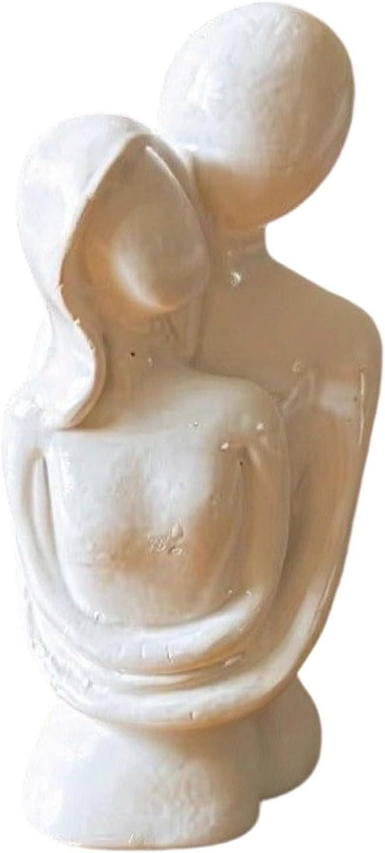Abstract Beeld Liefdespaar Romantische Hars Decoratie Wit Hoogte: 12 cm