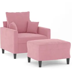 vidaXL Sessel mit Hocker Rosa 60 cm Samt
