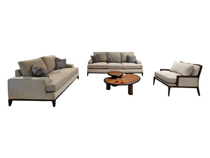 JVmoebel Polstergarnitur Elegantes Wohnzimmer-Set in Grau mit hochwertigem Polsterstoff, (Set, 3-tlg)