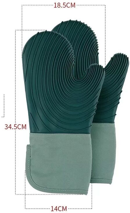 INF Grüne, gerippte Ofenhandschuhe - Hitzebeständige Küchenhandschuhe (1 Paar)