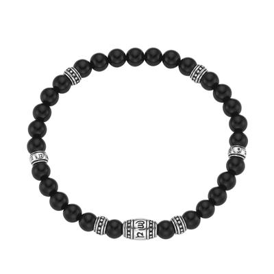 Armband "schwarzer Achat, Tigerauge oder synth. Türkis, Silber 925", schwarz, GIORGIO MARTELLO MILANO, Armbänder, Herren, 20cm, Armband
