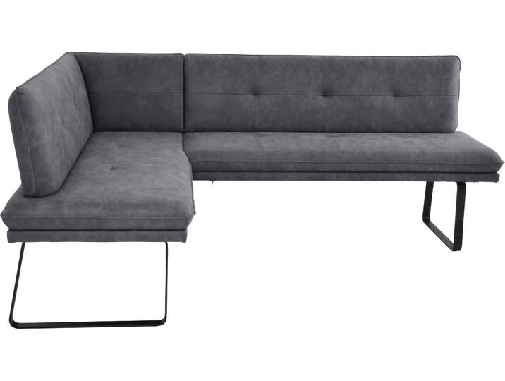 Eckbank K+W KOMFORT & WOHNEN, grau (anthrazit), B:157cm H:87cm T:207cm, Sitzbänke, Eckbank, Polstereckbank in Spitzkissenoptik, Sitz und Rücken gesteppt