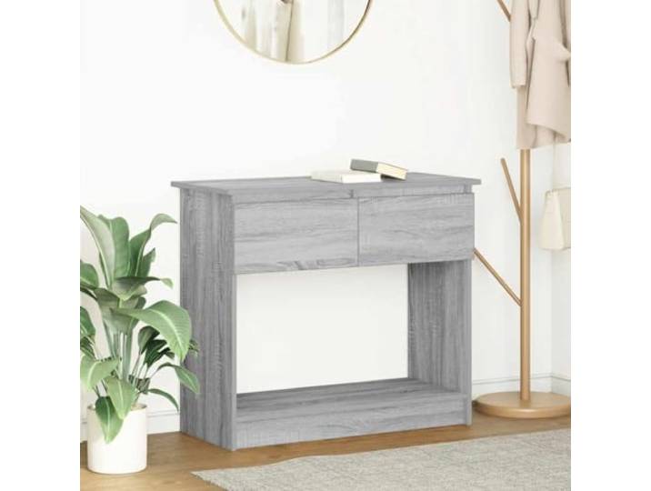 HKLGBVCR Konsolentisch mit Drawers Sonoma, Grau, 85,5 x 38,5 x 74,5 cm Engineered Wood, Sturdy Top, 2 Drawers, Entryway Organizer, Easy Clean