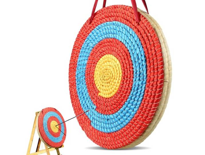VEVOR Cible de Tir à l'arc 50\,8 cm Cible de Paille Traditionnelle Faite à la Main Portable 6\,35 cm d’Épaisseur 3 Couches Accessoire pour Entraînement d’Archerie en Plein Air Arcs et Arbalètes Archer