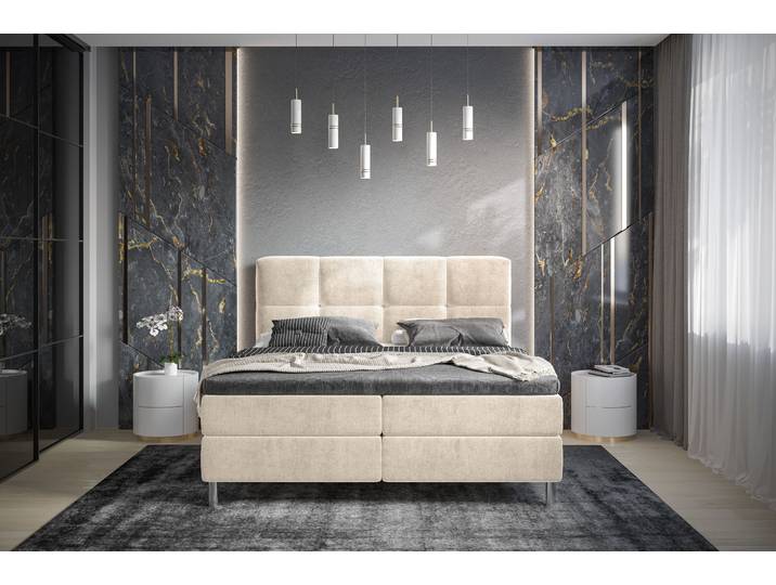 Lit Robanna 180 x 200cm Microfibre Valeria Beige/Beige Rond