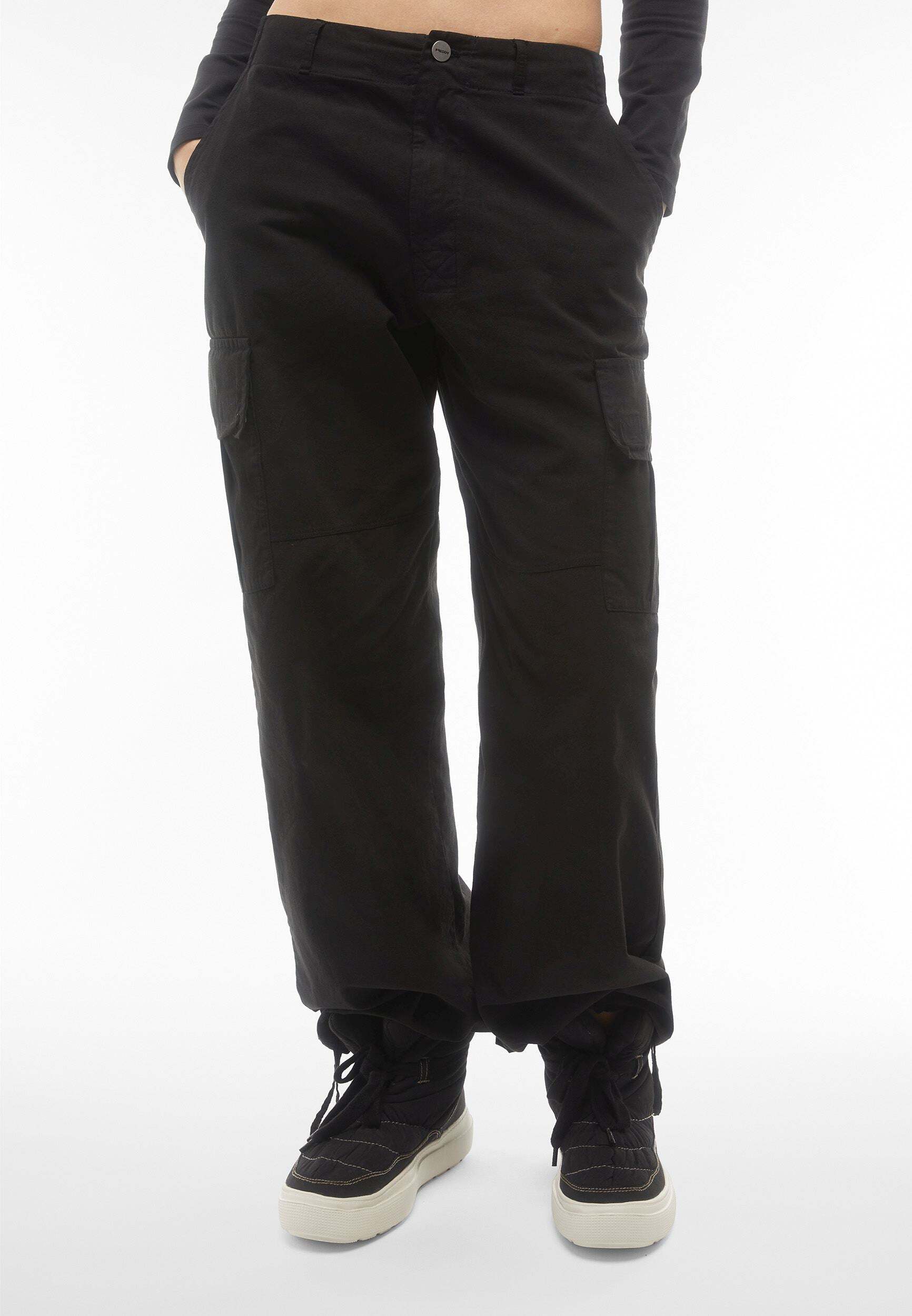 Cargohose FREDDY "Cargo hose HAILEYF301", Damen, Gr. XS, EURO, schwarz, Obermaterial: 100% Baumwolle CO., Hosen Cargohose schwarz XS, EURO