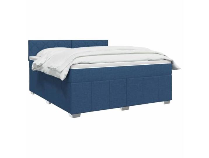 vidaXL Boxspringbett mit Matratze mit Kopfteil Blau 160 x 200 cm Stoff