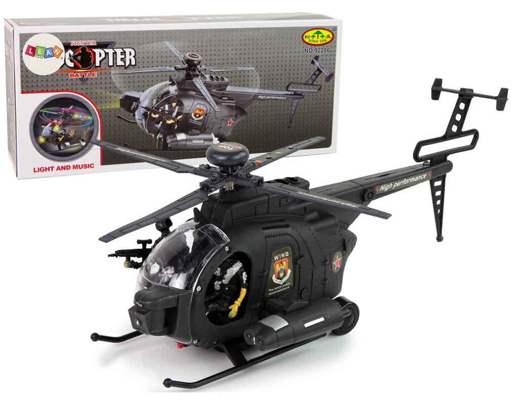 Leantoys Militaire helikopter met lichtgevende vleugels op batterijen