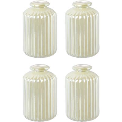 Kerzenhalter CREATIV DECO "Weihnachtsdeko", grün (eisgrün), H:10cm Ø:6cm, Glas, Kerzenhalter, Kerzenhalter, Glas mit hübscher Reliefstruktur