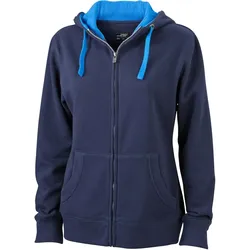 James & Nicholson Damen Lifestyle Kapuzen Sweatjacke JN962 navy/cobalt L