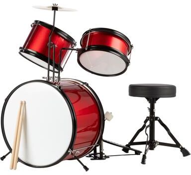 Hey! Play! Hey Play 3pc. Kids Drum Set with Cymbal, 2 Toms, Bass Drum and Throne