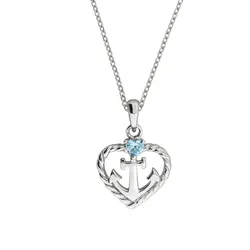 Zeeme Silber Halskette Silber 925 rhodiniert Herz Zirkonia blau