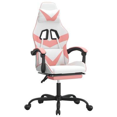 vidaXL Gaming-Stuhl mit Fußstütze Drehbar Weiß & Rosa Kunstleder