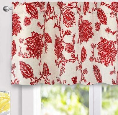 "DriftAway Freda Jacobean Floral Linen Blend Blackout Window Curtain Valance - 52'' width x 24'' length - 52"" width x 24 "" length"
