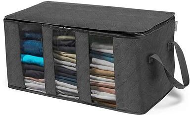 Enova Home Dark Grey Non Woven Fabric Foldable Storage Underbed Clothes Cover Bag