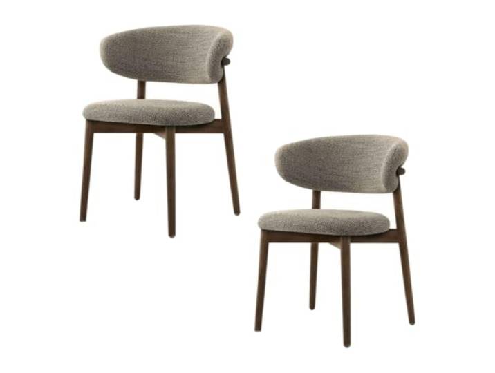GAOCUNBING Nordic Esszimmerstuhl 2er Set, Armlehnenlose Küchenstühle mit Leinenkissen und gebogener Rückenlehne, Sitz aus hochdichtem Schaumstoff, Massivholzrahmen, Nussbaum, 45x45x46cm