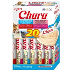 INABA Churu für Katzen - Geschmacksmix mit Thunfisch und Meeresfrüchten 20x14g