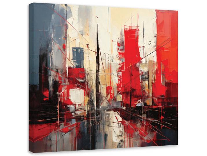 Feeby Leinwandbild Stadt Moderne Abstraktion Architektur 50x50cm, Rot, Quadratisch, 50x50 cm, Bilder & Rahmen, Bilder, Leinwandbilder