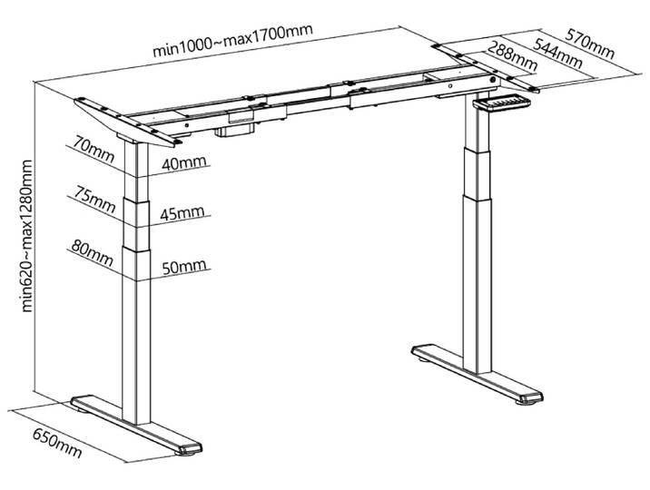LogiLink EO0051G Pied de bureau LogiLink\, réglable en hauteur électriquement