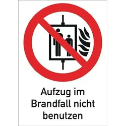 Folie Aufzug i.Brandfall nicht benutzen 185x131mm rot/weiß