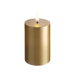 Piffany LED Stumpenkerze Gold Finish, glatt, 5x7,5cm