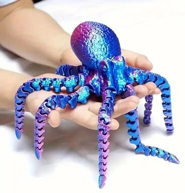 Inspire Essentials Flexible 3D Printed Octopus Toy Articulated Desk Decor Ocean Animal Gift purple