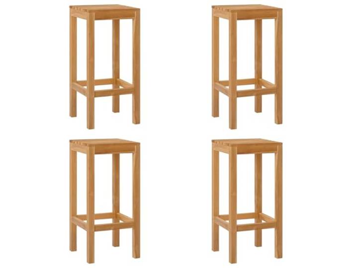 ZQQLVOO Barhocker 4er Set Natur Massivholz Teak Wetterfest, Eingebaute Fußstütze, Lamellierte Sitzfläche, Für Garten Terrasse Balkon