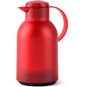 Emsa Thermoskanne Samba, Quick Press, N4011700, Kunststoff, mit Tipverschluss, auslaufsicher, rot, 1,5 Liter
