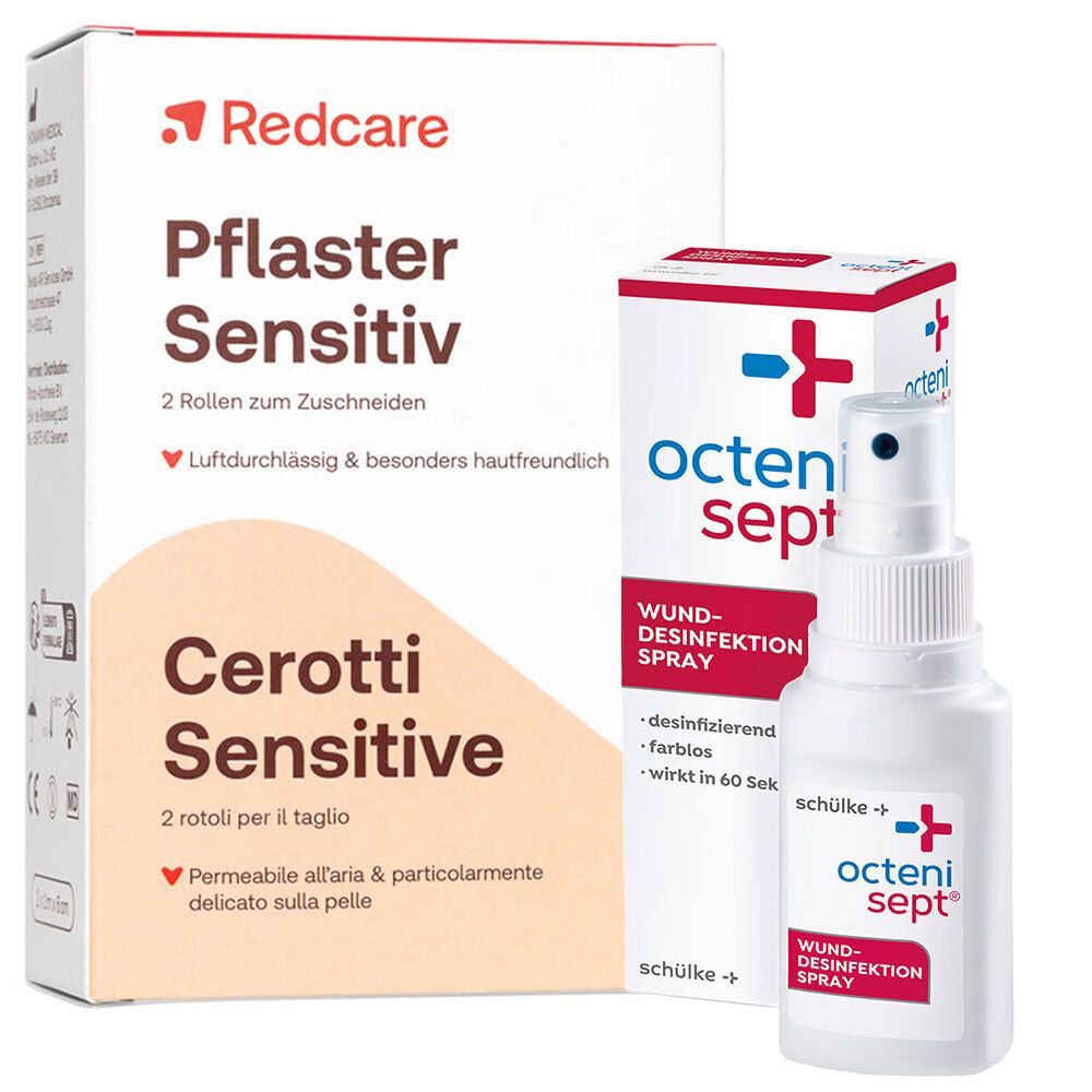 octenisept Wund-Desinfektions-Spray + Redcare Pflaster Sensitiv 1 St Set