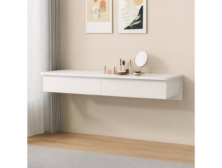PGZMDTWI Schwebender Schminktisch, Wandtisch, Holz-Organizer Holzwerkstoff, Geräumige Schubladen und Minimalistischer Stil für Schlafzimmer, Arbeitszimmer(C2,100 cm39.37 in)