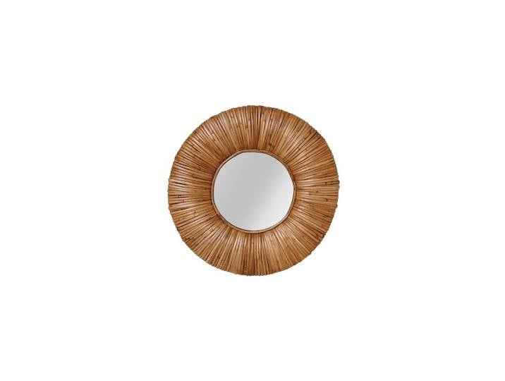 Miroir en rotin orange, cylindrique, à fixer - Chehoma, Barbade -
