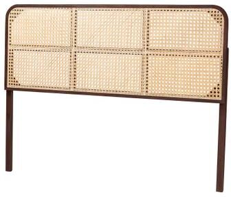 Lainer Modern Bohemian Bamboo Queen Size Headboard by Baxton Studio in Dark Brown (Size QUEEN)