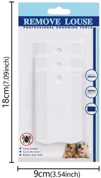 Happy Pet Pantry Double Sided Pet Flea Comb Fine Tooth Grooming Comb For Dogs & Cats white