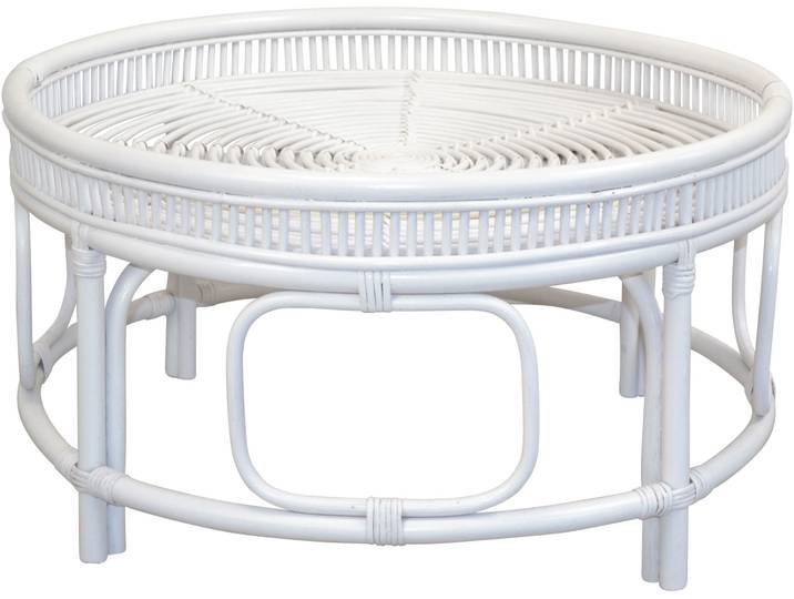 Couchtisch, weiß (weiß, weiß, weiß), B:75cm H:41cm T:75cm, HOFMANN LIVING AND MORE, Tische, Couchtisch, Rattan-Couchtisch mit oder ohne Glasplatte lieferbar
