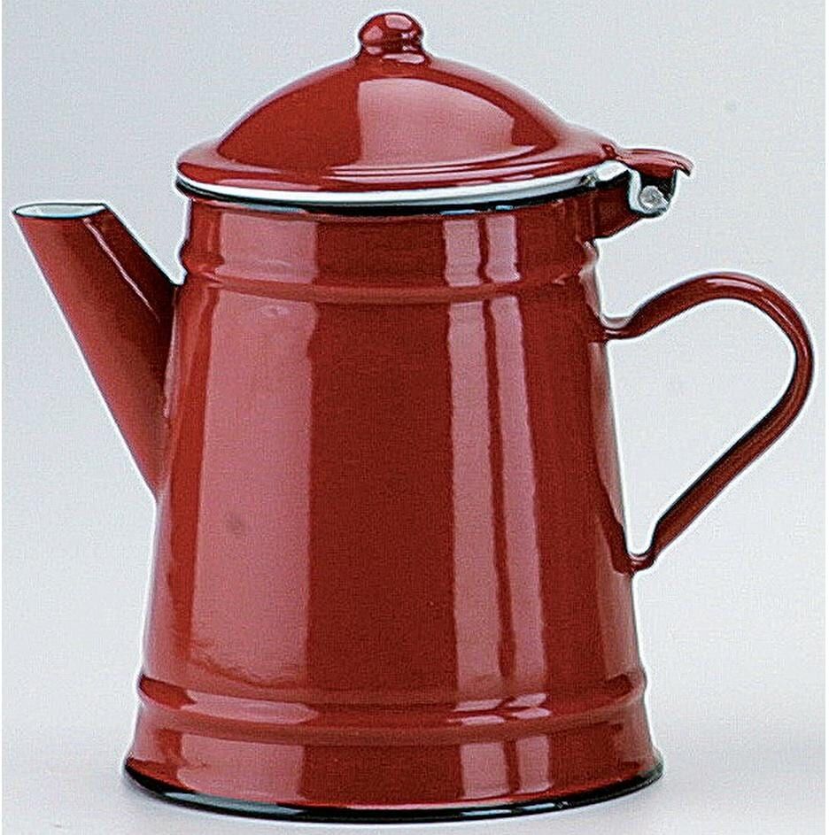 Kaffeekanne "Ibili Roja 1 Liter", rot (rot, weiß), H:20cm, Emaille, Kannen, Kaffeekanne rot, weiß 1 l