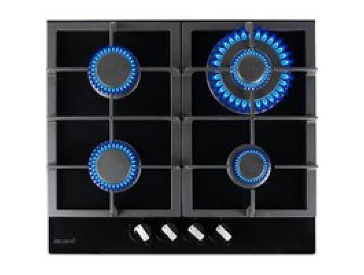Plaque De Cuisson Gaz Verre Noir 4 Feux-Gaz Ville Et Bouteille-Grilles En Fonte-8000 Watts